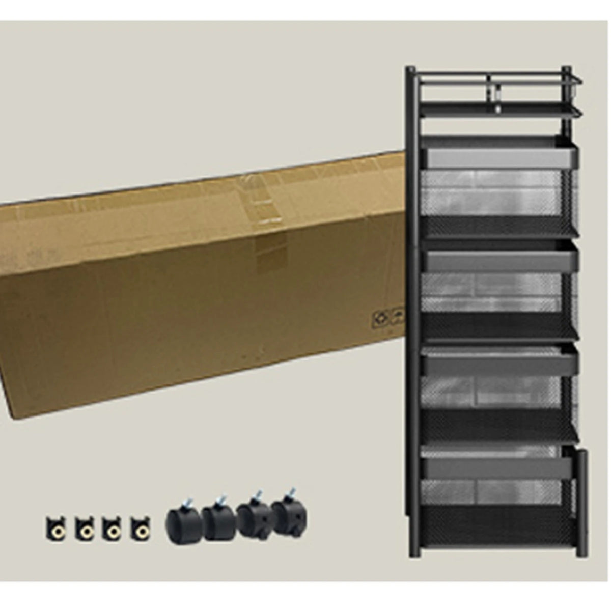 Maxcook Roterend Opbergrek 4 Lagen - Vloertrolley - 360° Draaibaar - MCZW0126
