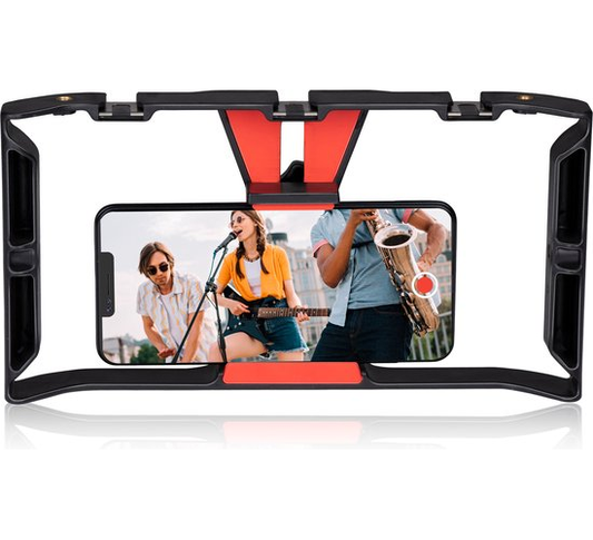 Grundig Smartphone Video Rig - Handgreep - Zwart/ Rood