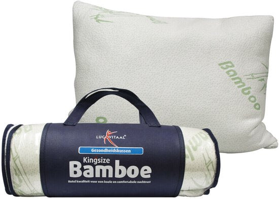 Lucovitaal Kingsize Bamboe Kussen - ademend - antibacterieel - hypoallergeen - 66cm x 50cm x 18cm