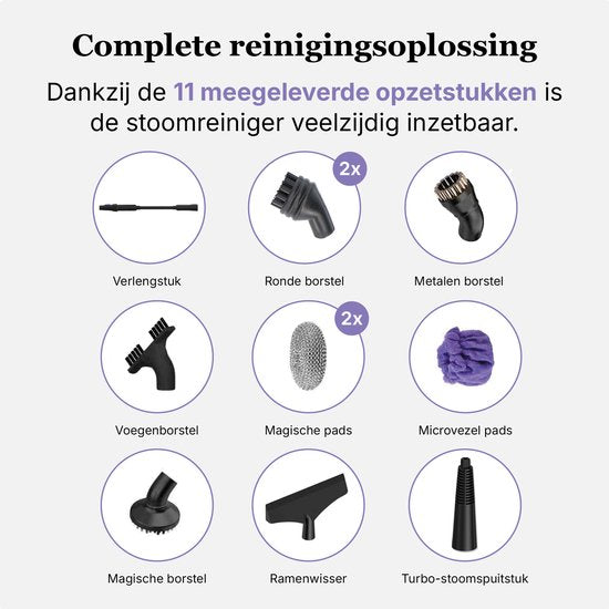 Motionflow 11-Delige Handstoomreiniger PRO - Krachtige 1000W 3,5 bar Stoomreiniger - Reinigingsmachine voor Badkamer, Bank en Vloer - Steam Cleaner Vlekkenreiniger - 3 Meter Stroomkabel
