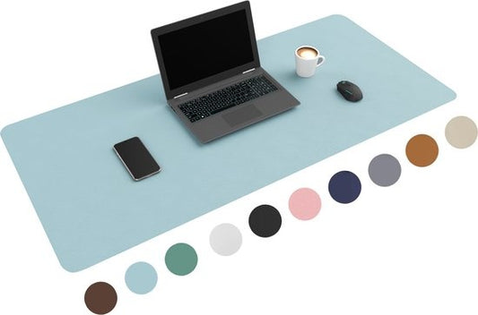 WURK Professionele Bureau Onderlegger Kunstleer - Bureau Organizer - Inclusief Kabel Clip - Baby Blauw - 120x60