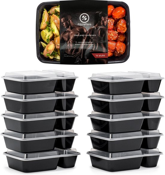 Fitcrafters Meal Prep Bakjes - Vershoudbakjes - Diepvriesbakjes - 10 Stuks - 2 Compartimenten - 1L - BPA vrij