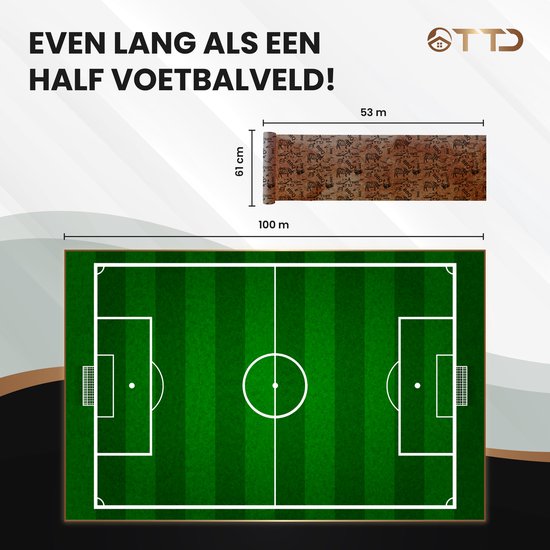 TTD® Butcher Paper XXL met Voedselveilige Print - 53 meter - Professioneel 100% Natuurlijk Slagerspapier van Houtpulp - BBQ Accesoires - Barbecue - Houtvezels - Ongecoat Slagerspapier