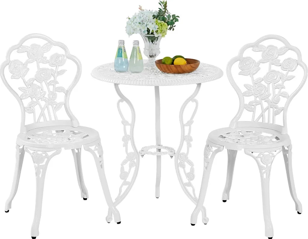 Yaheetech Bistroset - 3-delig - Vintage - Metaal - Wit
