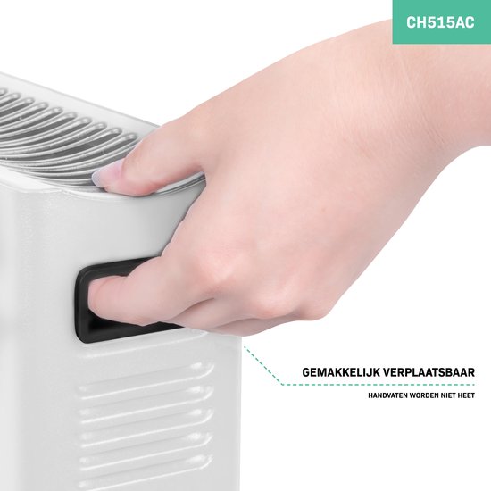 VONROC Elektrische Kachel – Convectorkachel 2000W – Met Ventilator – 2 Warmtestanden – Thermostaat – Wit
