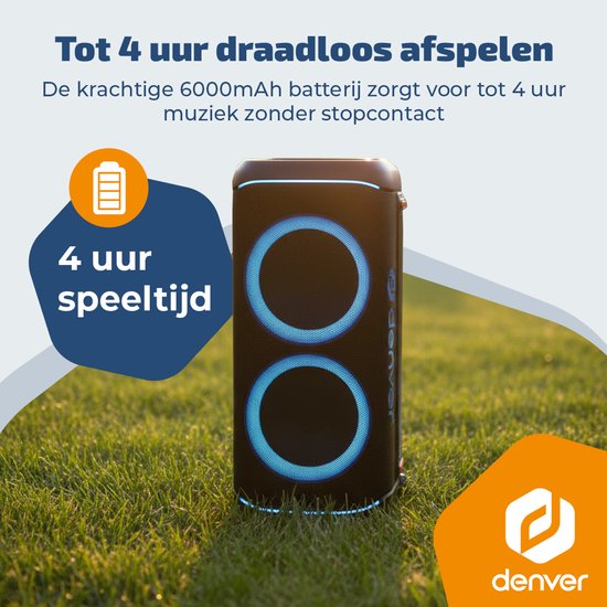 Denver Bluetooth Speaker Party Box - Discolichten - Partybox - Incl Microfoon - Luidspreker - BPS470
