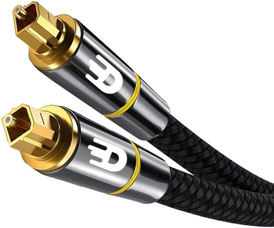 Drivv. Premium Toslink Optische Kabel Nylon - Optische Audiokabel - Optical Audio Kabel - Soundbar - Male to Male - 5 meter - Zwart