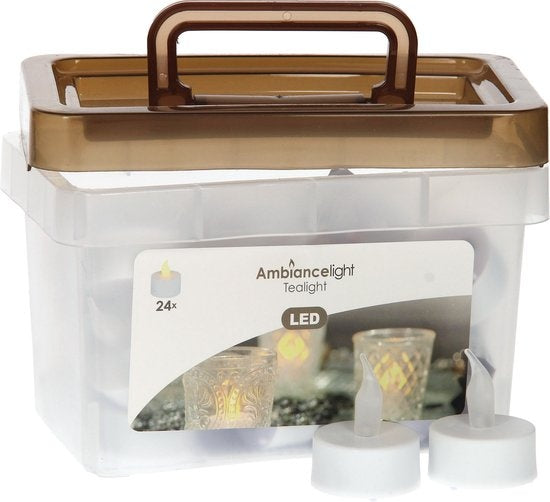 Ambiance light waxinelichtjes/theelichten - 24 stuks - LED - batterijen - kunststof - D3,8 cm