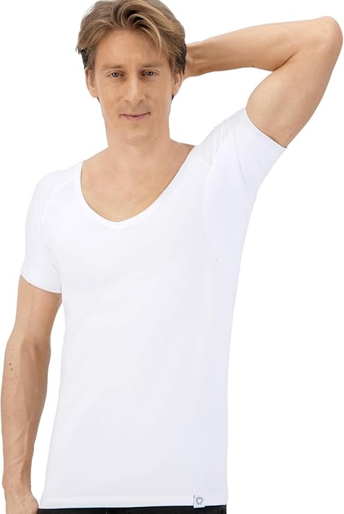 Fibershirts Anti Sweat Ondershirt Heren - Deep V-Neck - ArmPads PRO - Silver Treatment