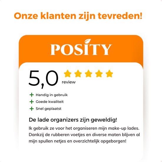 Posity Lade Organizer - 25 Stuks - Organizer Bakjes - Lade Bakjes - Opbergbakjes - Make-up Organizer - Voor Keuken, Badkamer & Bureau - Kunststof - Zwart Transparant