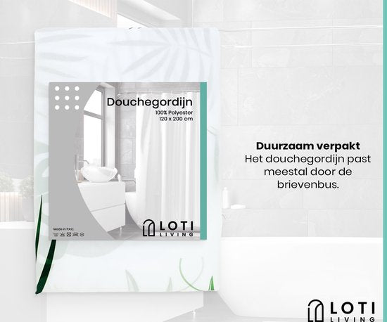 Loti Living Douchegordijn Anti Schimmel – Blaadjes - Inclusief ringen – Waterdicht - Polyester - Douchegordijn 120x200 cm