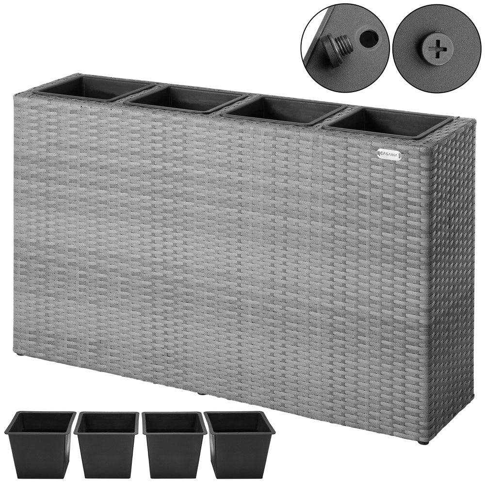 Casaria Polyratton bloempot grijs 95x27x60cm
