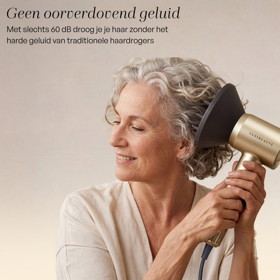 Sansbeauté® Föhn met Diffuser - Krullen - 110.000RPM - Ionische Haardroger met Borstel - 3 Standen - 3 Opzetstukken - Reisföhn - Sèche Cheveux - Krul Feun Set - Haarföhn met Defuser - Hair Blow Dryer - Kappersfohn - 2000W