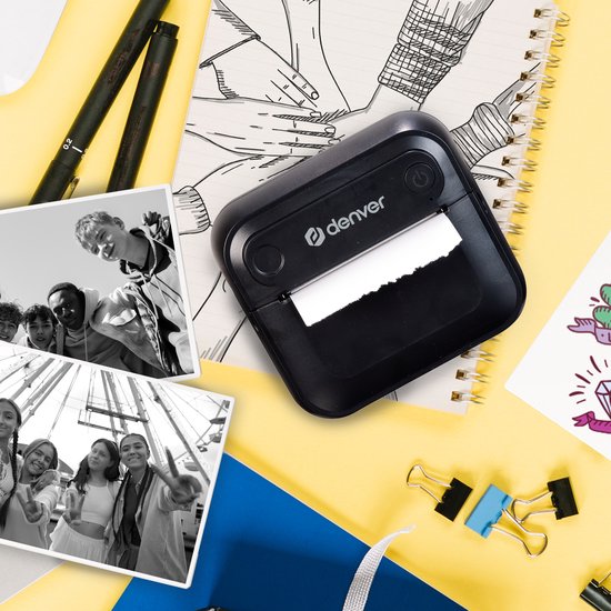 Denver Mini Pocket Printer - Sticker Printer - Thermisch Papier - Bluetooth - Mobiele Fotoprinter - MBP32B