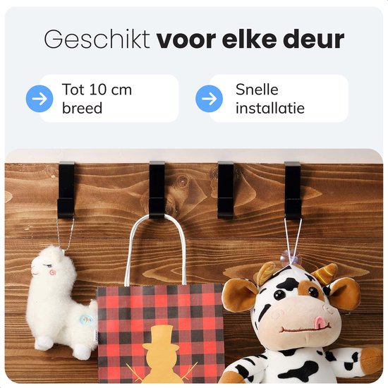 S Deurhaken – Kapstok RVS – 10 stuks – Over Deur – Handdoek & Kleding – Zwart