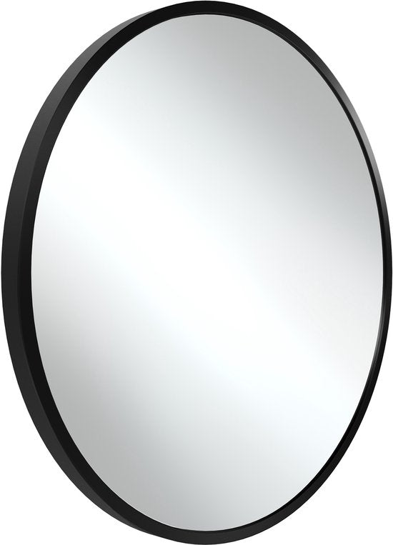 tectake® - Wandspiegel rond Fiona - Badkamerspiegel - Spiegel rond met stevig aluminium frame - Spiegel voor de badkamer, woonkamer of slaapkamer - Diameter van 80 cm