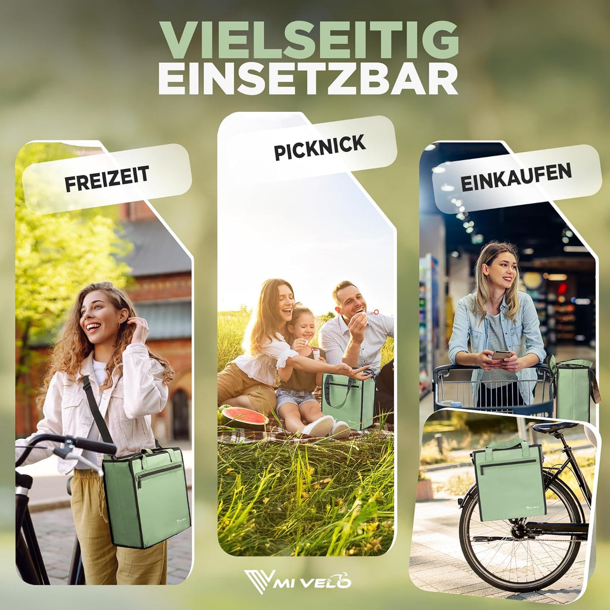 MIVELO 3-in-1 Fietstas – Waterdicht – Uitneembare Koeltas – 25L – Mint