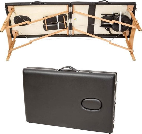 Mobiele massagetafel- bekleding 5cm - 2 Zones + draagtas zwart
