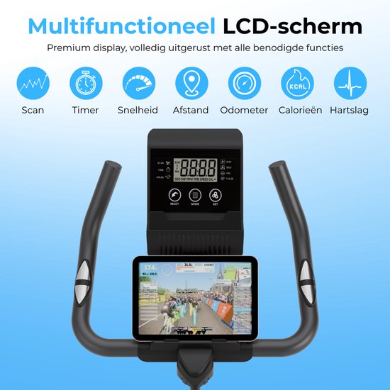 Hometrainer - Fitness Fiets - Spinningfiets - 8KG Vliegwiel - Hartslagmeter - Incl App - Extreem stil