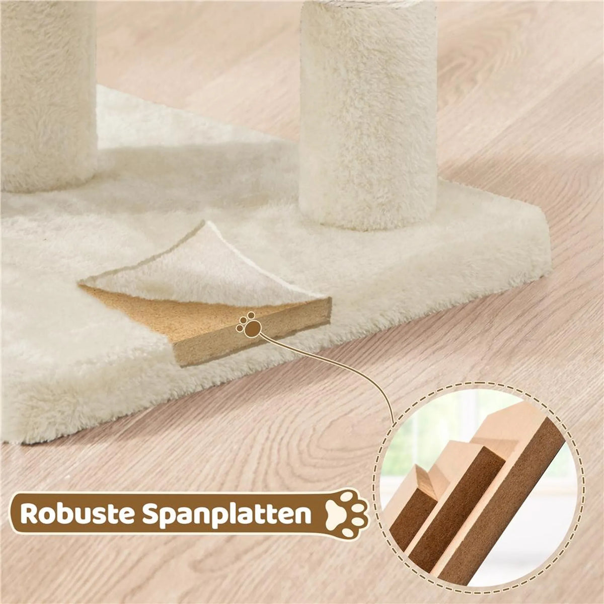 Yaheetech Krabpaal - Beige - 40,5 x 40,5 x 59 cm - Kattenhol, Sisalpalen en Speelbal