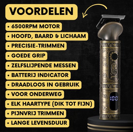 6-in-1 Baardtrimmer Mannen - Incl. 6 opzetstukken - Sansbeauté® - Tondeuse - 0.5-15MM