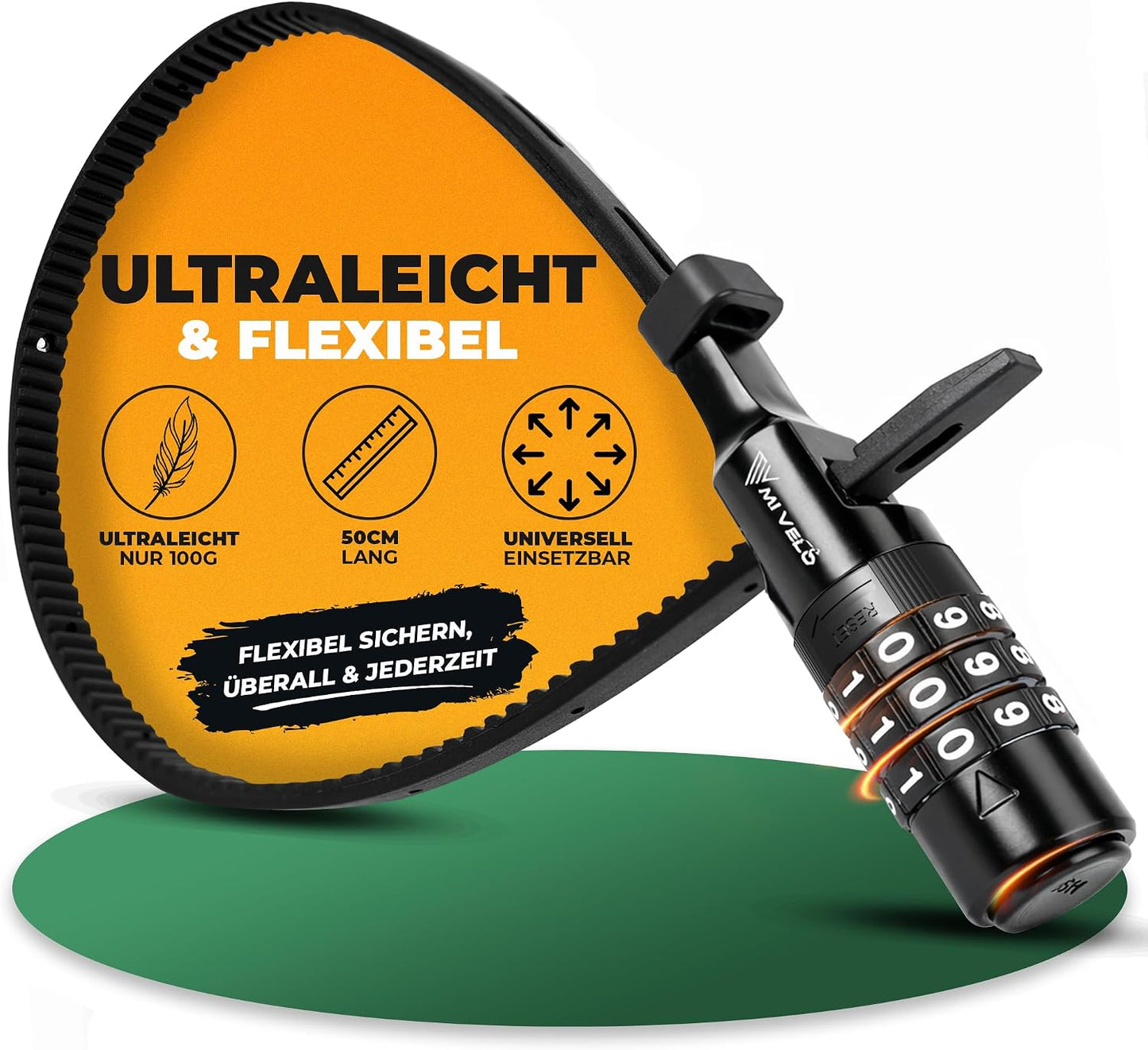 Mivelo Kabelbindslot met Cijfercode - Voor helm, fiets en Scooter - Ø50 cm