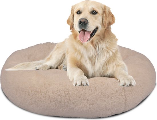 Peaceful Pooch L - pluizig hondenbed - 94cm diameter - opvouwbaar - in verschillende maten. Kattenbed - wasbaar - uitneembare vulling - ontspant gewrichten en spieren - anti-slip noppenbodem
