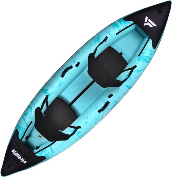 VirtuFit Kayak 335 - Turquoise - Met Kajak Zitjes en Draagtas - Geschikt voor Twee of Drie Personen - Duurzaam & Stevig - Opblaasbare Kajak - Kajak - Opblaasbare Boot
