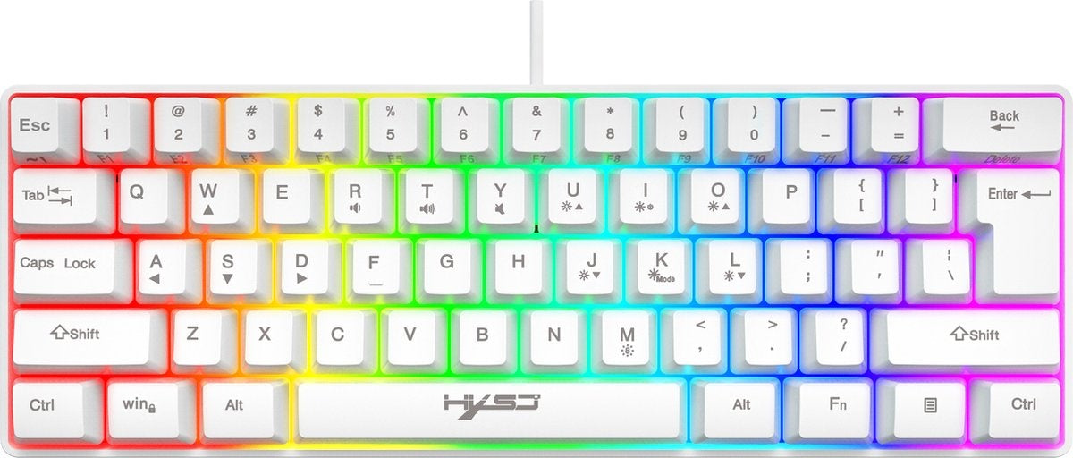 HXSJ V700 RGB Membraan bedrade gaming toetsenbord - 61keys - Qwerty - Wit