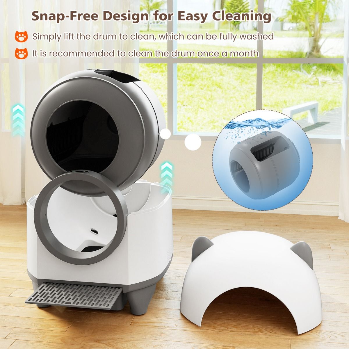Coast Zelfreinigende Kattenbak - automatische kattenbak met app-bediening - fluisterstil - 80 liter - wit