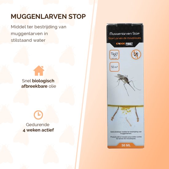Knock Pest Control Muggenlarven Stop 50 ml - Middel ter Bestrijding van Muggenlarven - Geschikt voor de behandeling van stilstaand Water - Vijver en Aquarium - Effectieve werking tot 4 weken