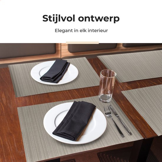 Castagnola Placemats - Placemat van Kunststof - Onderlegger - Onderzetter - Placemats Plastic en PVC - 6 Stuks - 45 x 30 cm - Bruin