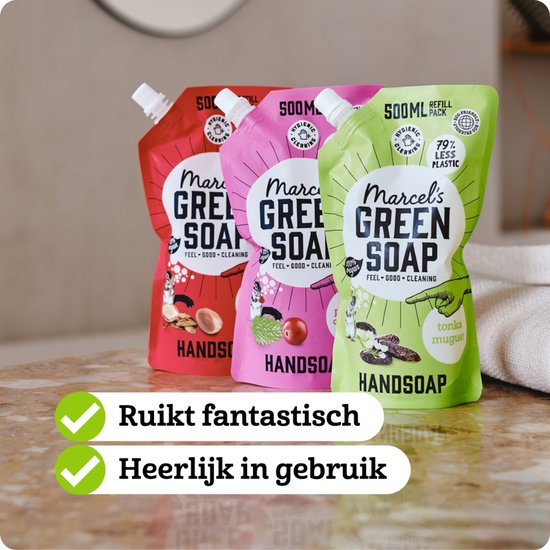 Marcel's Green Soap Handzeep Refill Tonka & Muguet 6 x 500ml