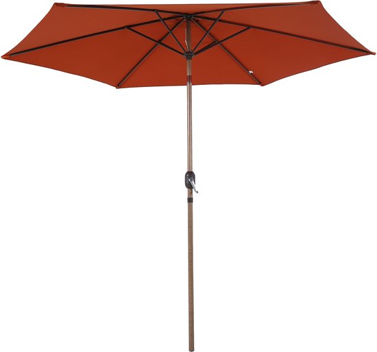 AXI Noor Stokparasol Ø 300cm Eikenlook/terracotta – Gepoedercoat frame - Kantelbaar