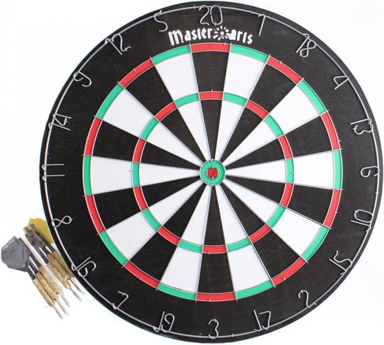 Masterdarts Dartbord 45cm x 2 cm met 2 setjes Pijlen