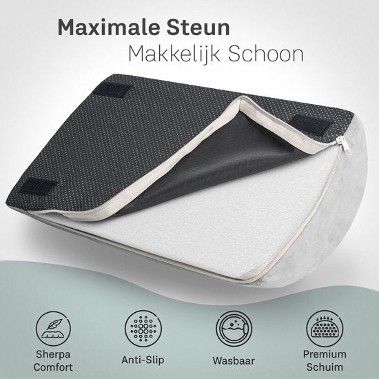 CozySense® Voetensteun Bureau - Ergonomisch Voetenbankje met 2 Hoogtes - Anti-Slip & Wasbare Sherpa Hoes - Voetenkussen voor Thuis & Kantoor - Grijs