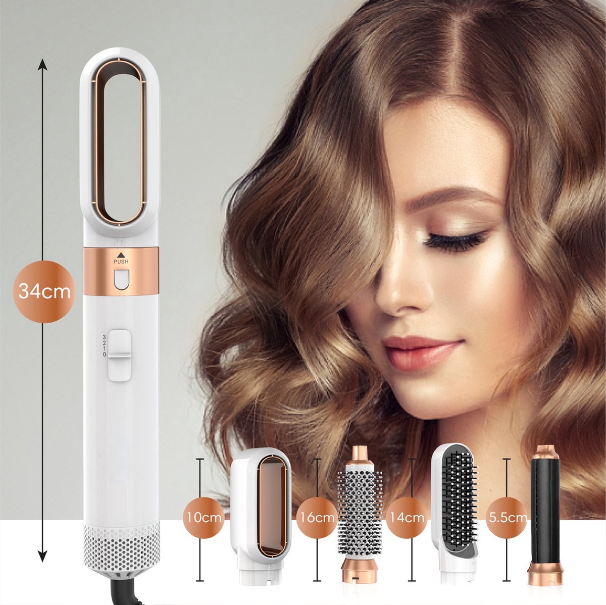 Professionals Airstyler - 5 in 1 Hairstyler - Incl. Reistas - Föhnborstel - Multistyler - Hairwrap - Krulborstel - Haarstyler - Hairstyler - Stijltang - Wit