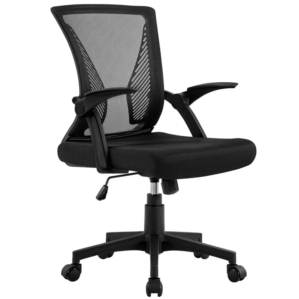 Yaheetech Ergonomische Bureaustoel met Verstelbare Armleuningen, tot 136 kg, Zwart