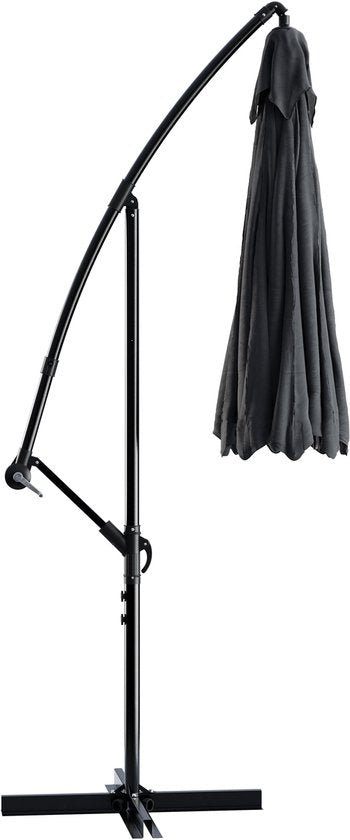 Tristar Zweefparasol - 300cm Rond - Tuin - Verstelbare Hoogte - Incl. kruisvoet & Beschermhoes - PA-7905 - Antraciet