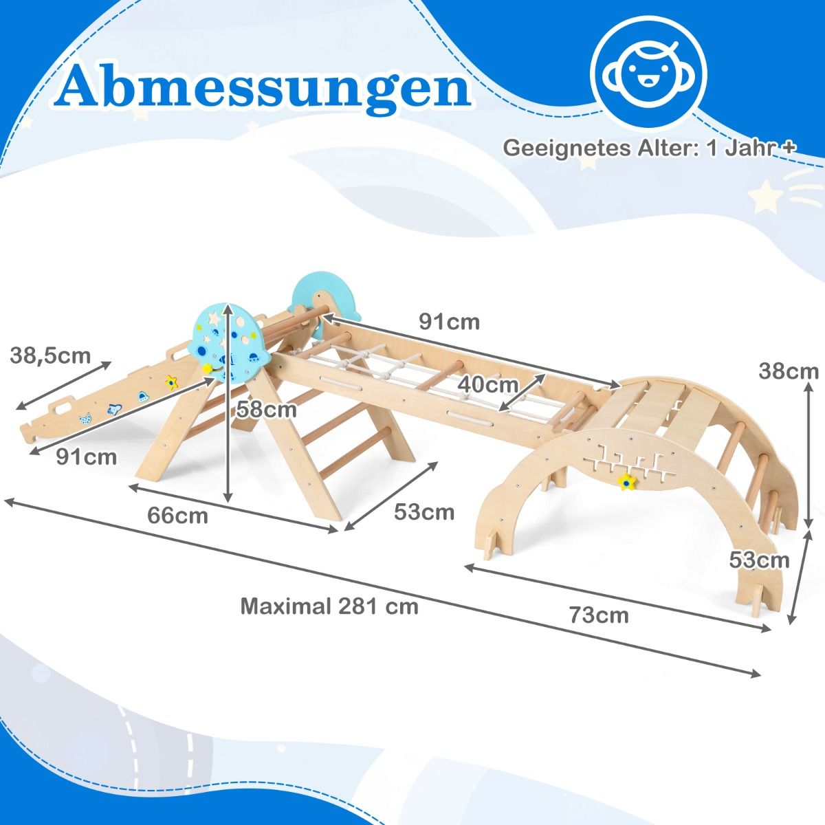 Coast Montessori Klimset - 9-in-1 speeltoestel - opvouwbaar - Natuurlijk