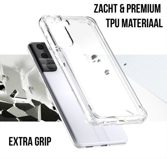 Podec Hoesje geschikt voor Samsung Galaxy S21 Doorzichtig Telefoonhoesje - Anti-Shock Case Cover met 1x Screenprotector