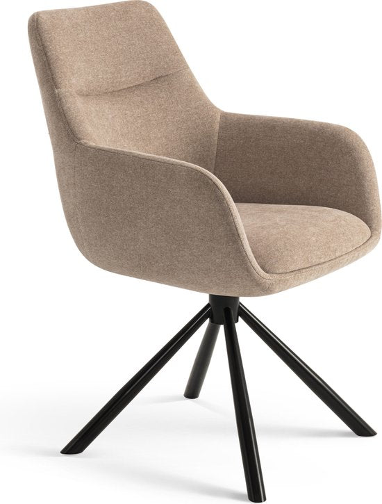 Furnihaus Olivia - Draaibare Eetkamerstoel - Armleuningen - Beige - Stof