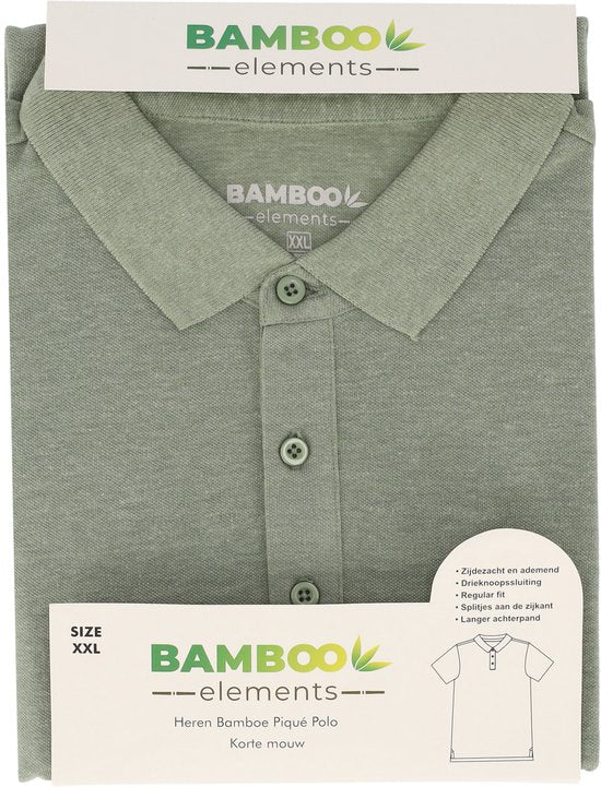 Bamboo Elements - Polo Shirt Heren - Groen M - Polo Heren - Korte Mouw - Pique Stof - T Shirt Heren - Bamboe