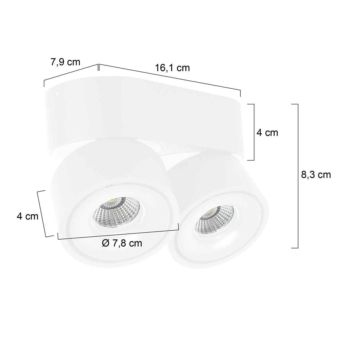 Witte 2-lamps spot Fez 2674W dimbaar draaibaar en kantelbaar kunststof/metaal Modern Mexlite