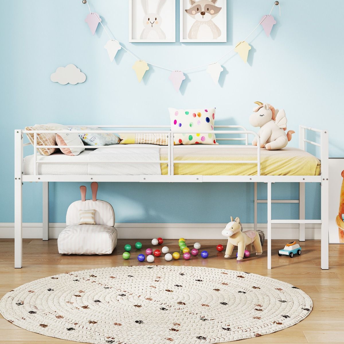 Coast Hoogslaperbed met lattenbodem - ruimtebesparend stapelbed - metalen frame - zwart