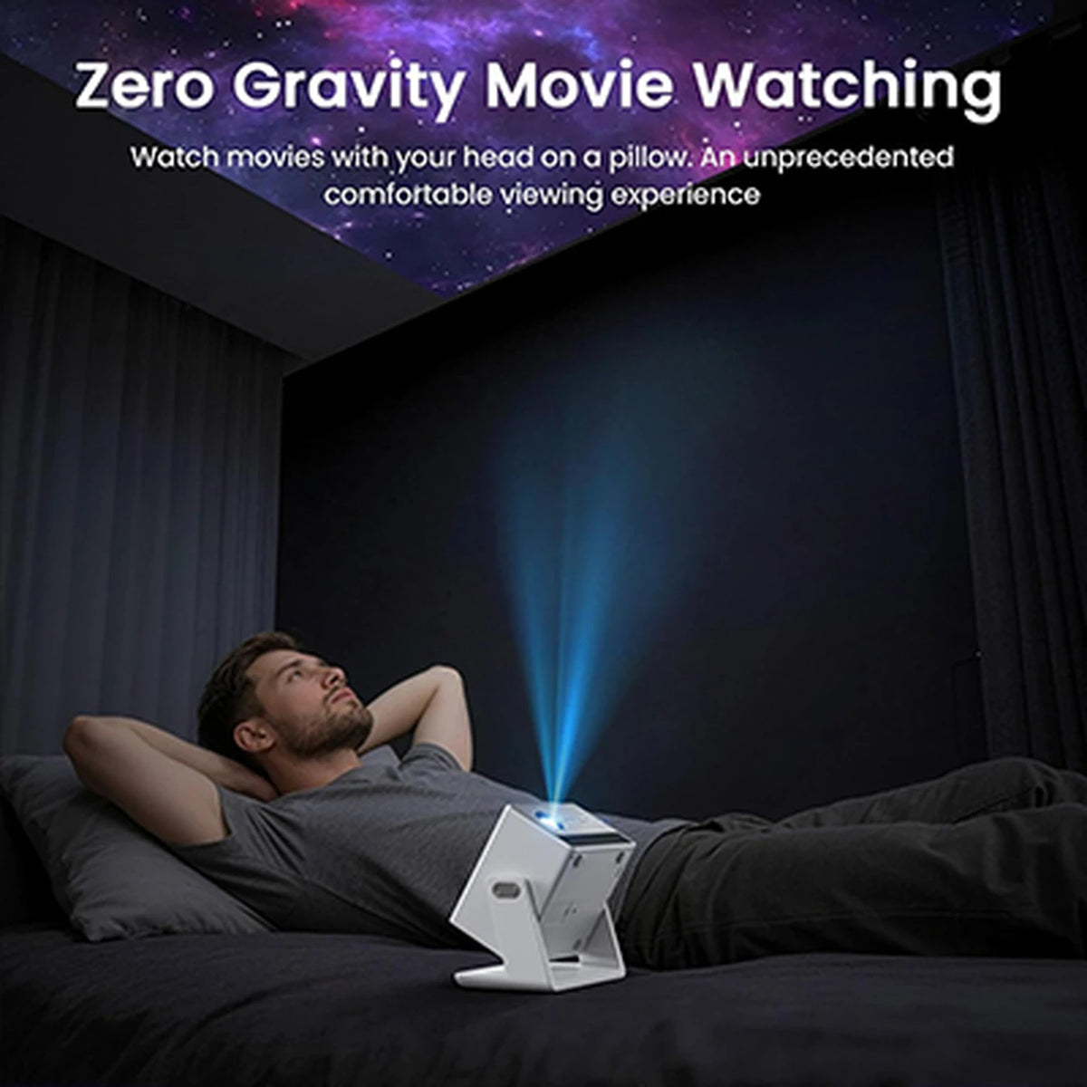 FunFlix Slimme Projector - WiFi 6 & Bluetooth 5.2 - Native 1080p met 4K Ondersteuning - Dolby Audio - 200 Inch Beeldscherm - Autofocus