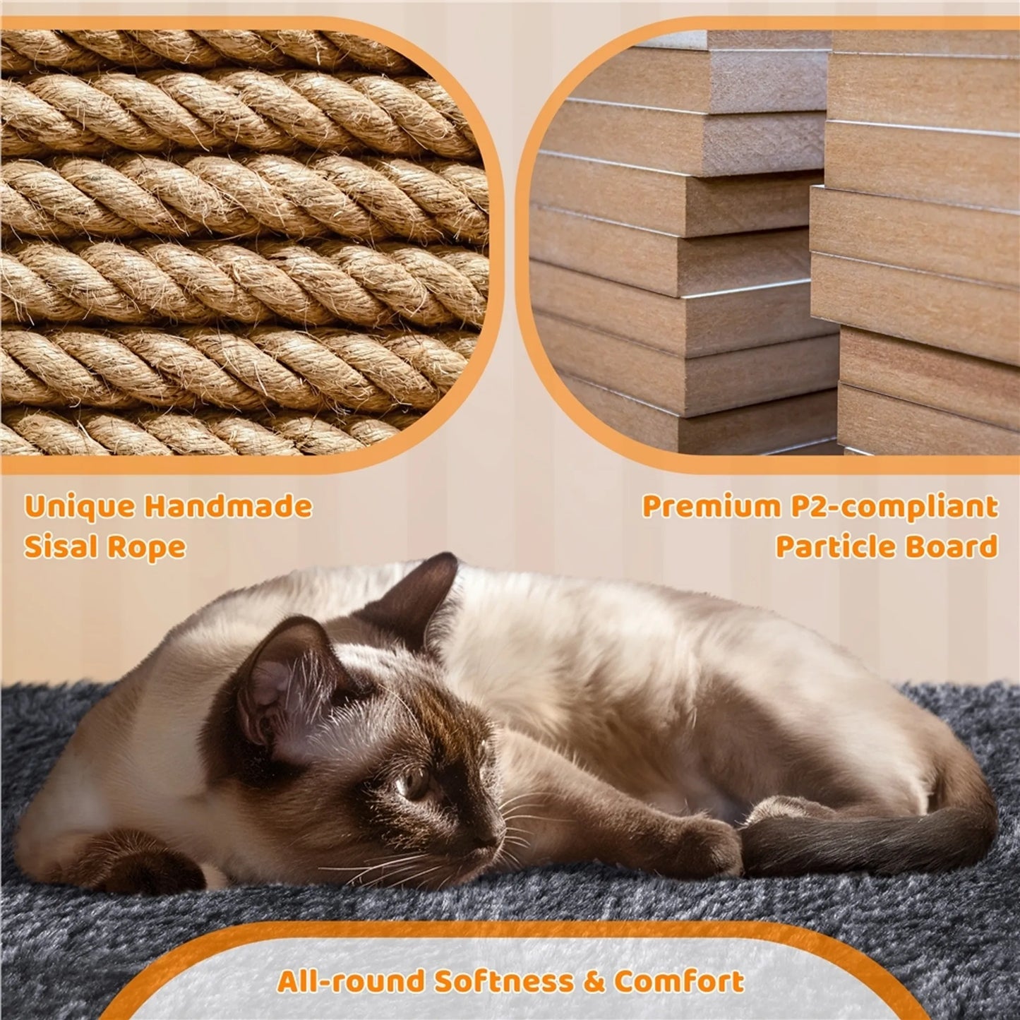 Yaheetech Krabpaal Met Twee Kattenhuisjes – Voorzien Van Uitkijkplatform En Krabplank En Sisalpaal En Speelbal – Voor 1-2 Kleine Tot Middelgrote Katten – Donkergrijs Pluche En Sisal – 60 x 45 x 106 cm