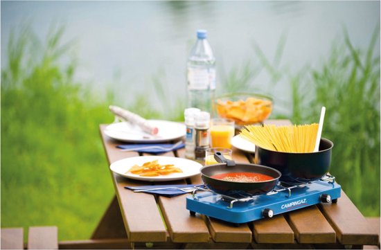 Campingaz Base Camp Camping kooktoestel - 2 pits camping gas kooktoestel - 2x 1600 Watt - blauw