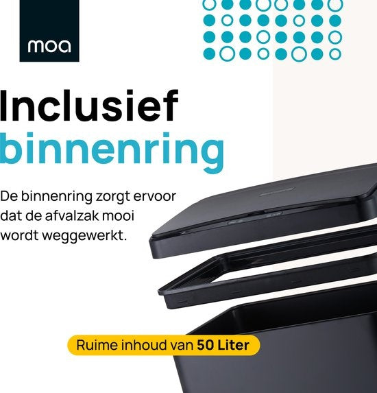 MOA Prullenbak – Sensor – 50 liter – 34 x 25 x 72 cm – Zwart
