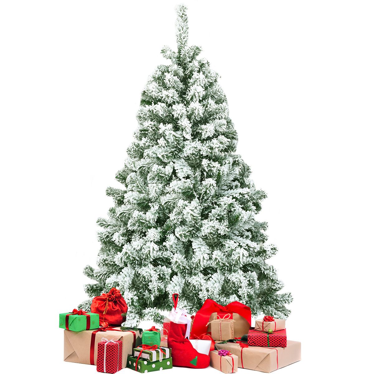 Coast Besneeuwde Kunstkerstboom Wit/Groen – 137 cm – Met 400 Takpunten en Opvouwbare Metalen Standaard